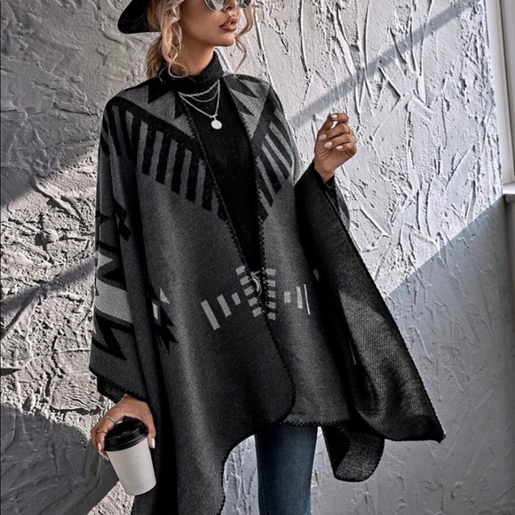 Sweaters - COPY - Charcoal Cardigan Shawl